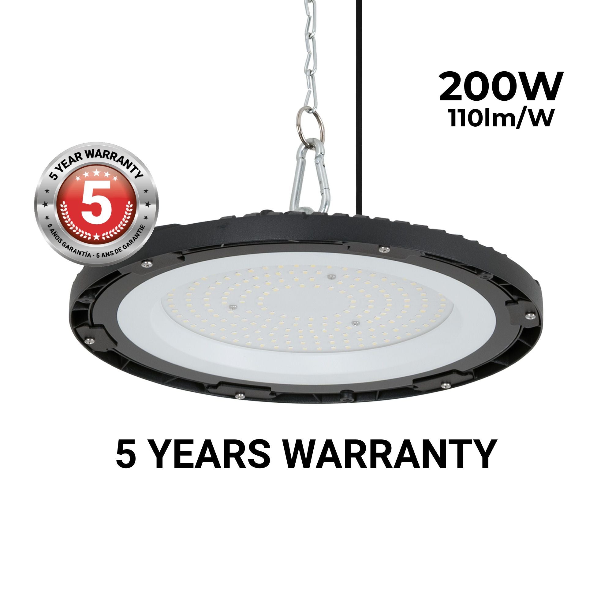 Campana LED industrial - 200W - IP65 - 110lm/W - 5 años de garantía