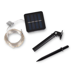 Guirnalda solar en alambre plateado - IP44 - 100 luces - Blanco cálido - 10 metros - Barcelona Led-