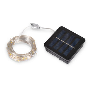 Guirnalda solar en alambre plateado - IP44 - 100 luces - Blanco cálido - 10 metros (4)