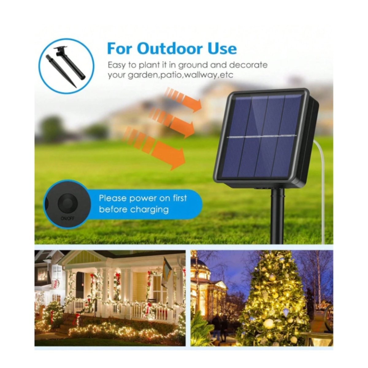 Guirnalda solar en alambre plateado - IP44 - 100 luces - Blanco cálido - 10 metros - Barcelona Led-