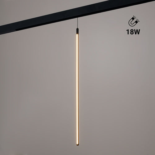 Vertical LED pendant lamp for magnetic track - 48V - 18W - 2800K - Black