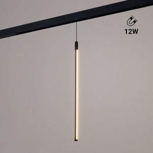 Lámpara colgante LED vertical para carril magnético - 48V - 12W - 2800K - Negra - Barcelona Led-