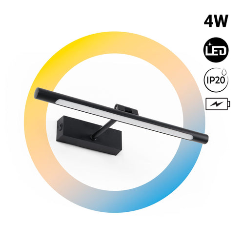 Aplique LED tubular con batería - 4W - Mando a distancia - CCT + DIM + Temporizador