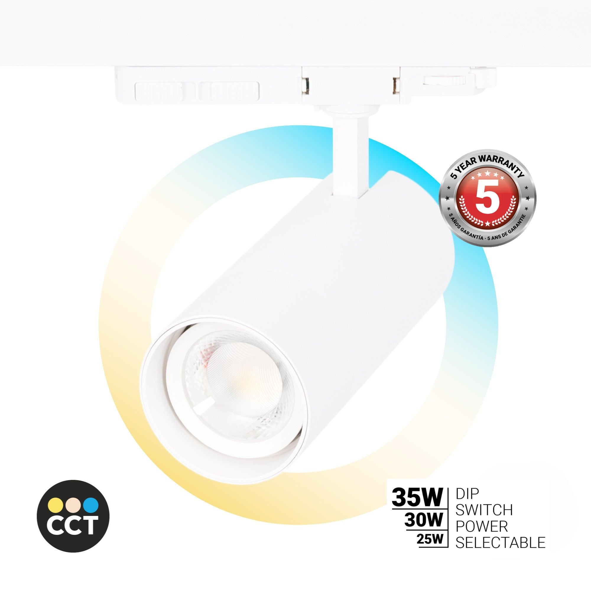 Proyector LED para carril trifásico - Potencia ajustable + ZOOM: 25W/30W/35W - CCT (1)