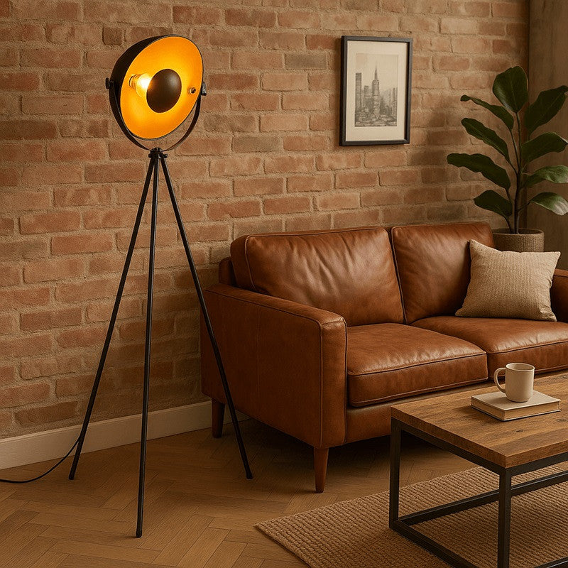 Lámpara de pie vintage con trípode "Galilen" - E27 (1)