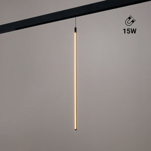 Lámpara colgante LED vertical para carril magnético - 48V - 15W - 2800K - Negra - Barcelona Led-
