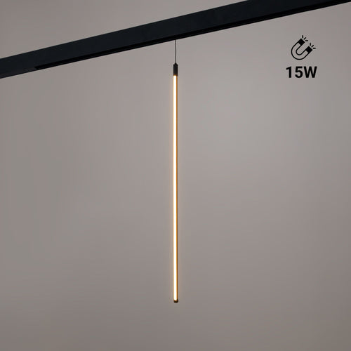 Vertical LED pendant lamp for magnetic rail - 48V - 15W - 2800K - Black