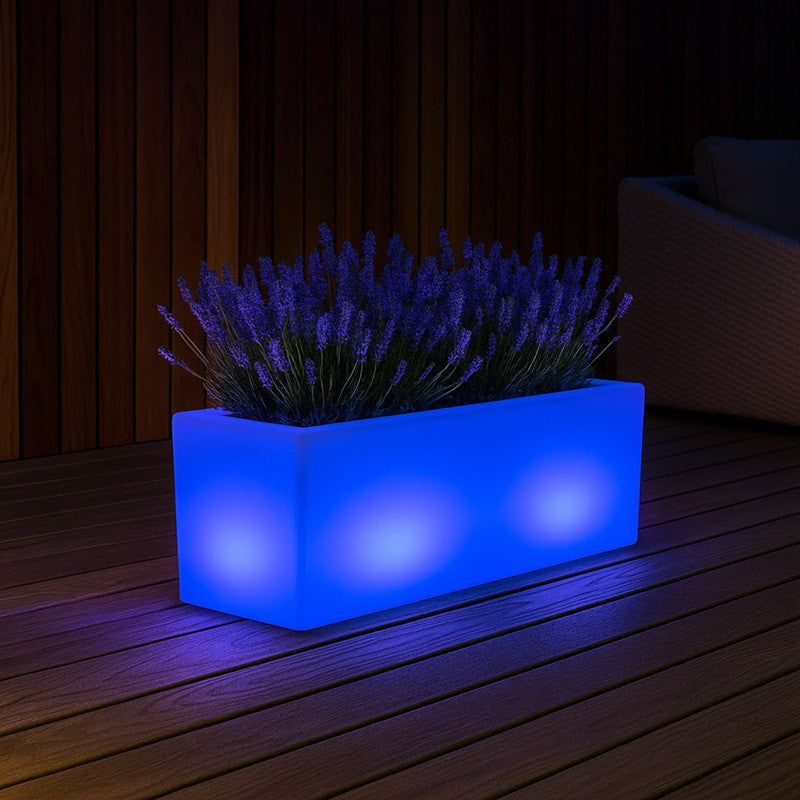 Macetero rectangular LED RGBW - 24W - Recargable - Mando a distancia (1)