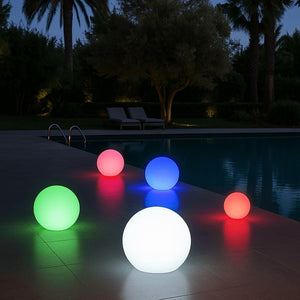 Lámpara de mesa o suelo esfera exterior - RGBW - 1W - Ø25cm - Recargable (17)