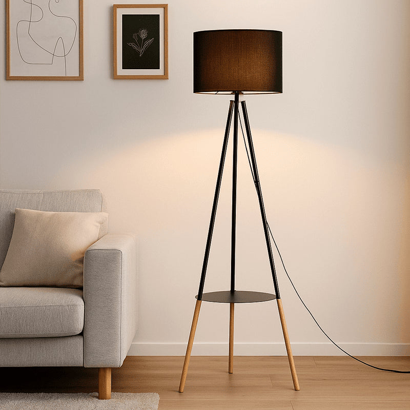 Lámpara de pie con mesita incorporada y trípode "Mandi" - Barcelona Led-Decoración