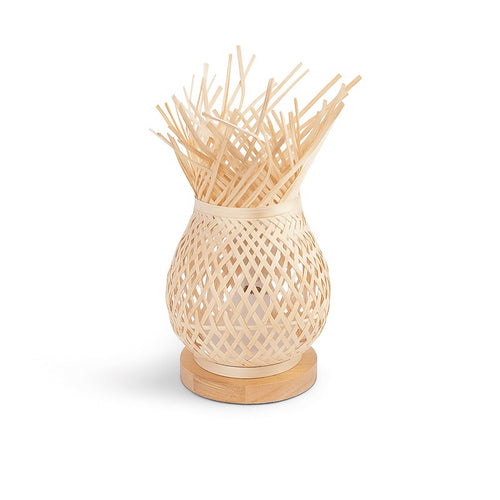 Lámpara de mesa de mimbre
