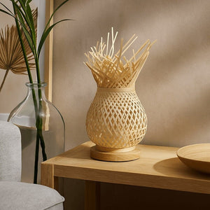 Lámpara de mesa de mimbre "VIMET" - Barcelona Led-Decoración