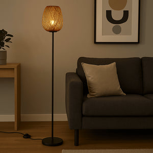Lámpara de pie en mimbre "NIKKO" - Barcelona Led-Decoración