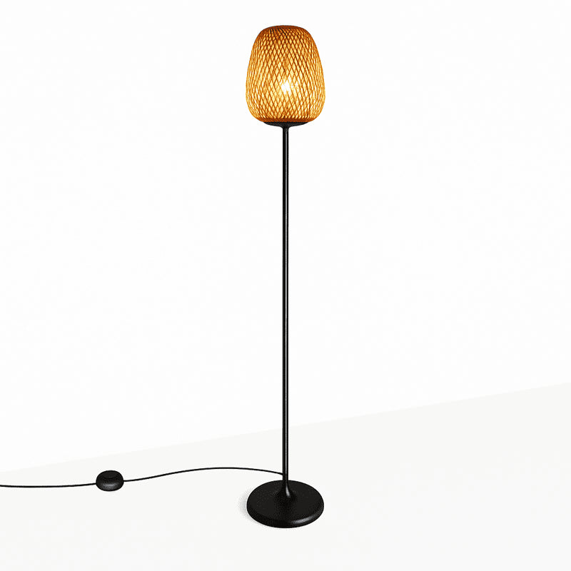 Lámpara de pie en mimbre "NIKKO" - Barcelona Led-Decoración