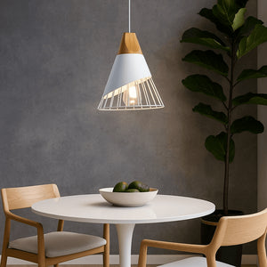 Lámpara colgante nórdica en metal y madera "ADOR" - Barcelona Led-Decoración