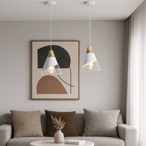 Lámpara colgante nórdica en metal y madera "ADOR" - Barcelona Led-Decoración