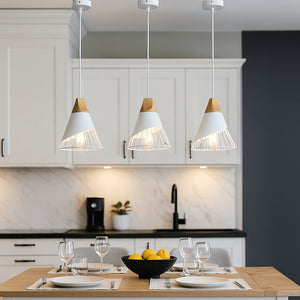 Lámpara colgante nórdica en metal y madera "ADOR" - Barcelona Led-Decoración