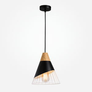 Lámpara colgante nórdica en metal y madera "ADOR" - Barcelona Led-Decoración