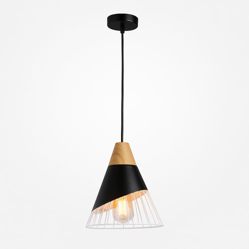 Metal and wood pendant lamp -