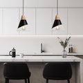 Metal and wood pendant lamp -