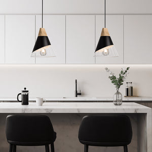 Lámpara colgante nórdica en metal y madera "ADOR" - Barcelona Led-Decoración