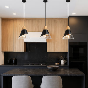 Lámpara colgante nórdica en metal y madera "ADOR" - Barcelona Led-Decoración