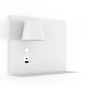 Aplique de pared para lectura con puerto USB y USBC "BASKOP" - 6W - Lado Izquierdo (12)