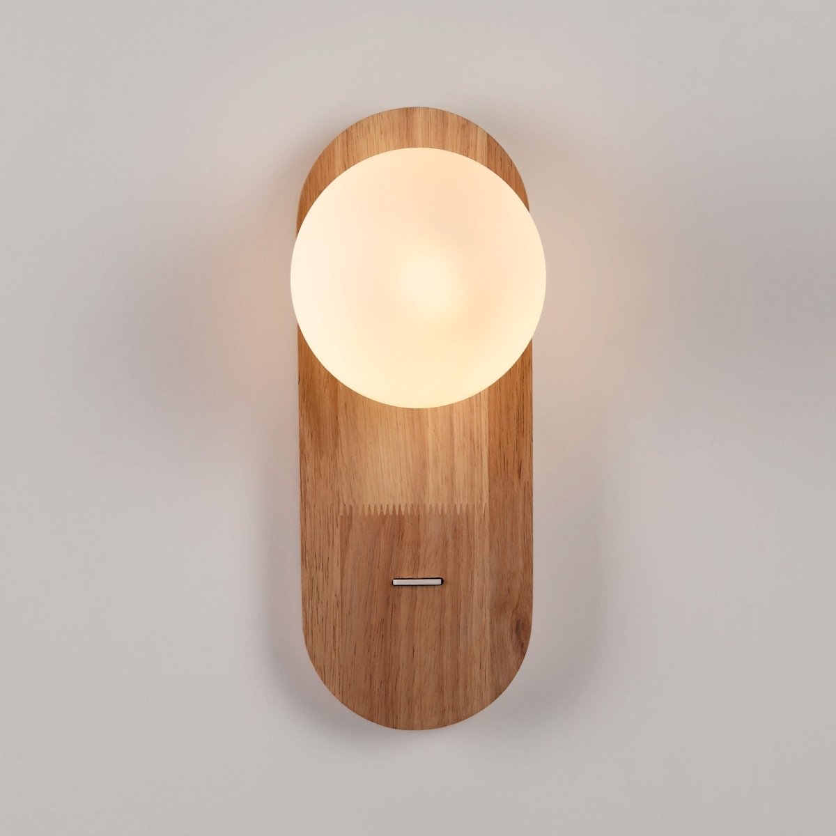 Aplique de pared bola cristal "SOMA" con interruptor - E27 - Madera - Barcelona Led-Decoración