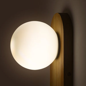 Aplique de pared bola cristal "SOMA" con interruptor - E27 - Madera (5)