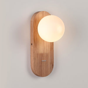 Aplique de pared bola cristal "SOMA" con interruptor - E27 - Madera (10)