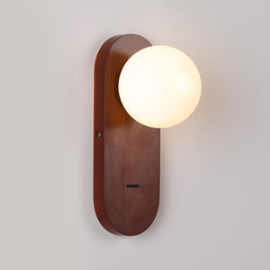 Aplique de pared bola cristal "SOMA" con interruptor - E27 - Madera (14)