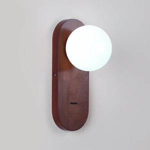Aplique de pared bola cristal "SOMA" con interruptor - E27 - Madera - Barcelona Led-Decoración