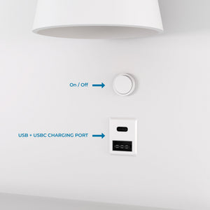 Aplique de pared para lectura con puerto USB y USBC "BASKOP" - 6W - Lado Derecho (13)