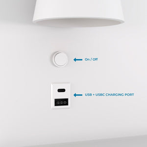 Aplique de pared para lectura con puerto USB y USBC "BASKOP" - 6W - Izquierda y Derecha - Barcelona Led-Decoración