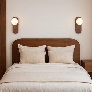 Aplique de pared bola cristal "SOMA" con interruptor - E27 - Madera - Barcelona Led-Decoración