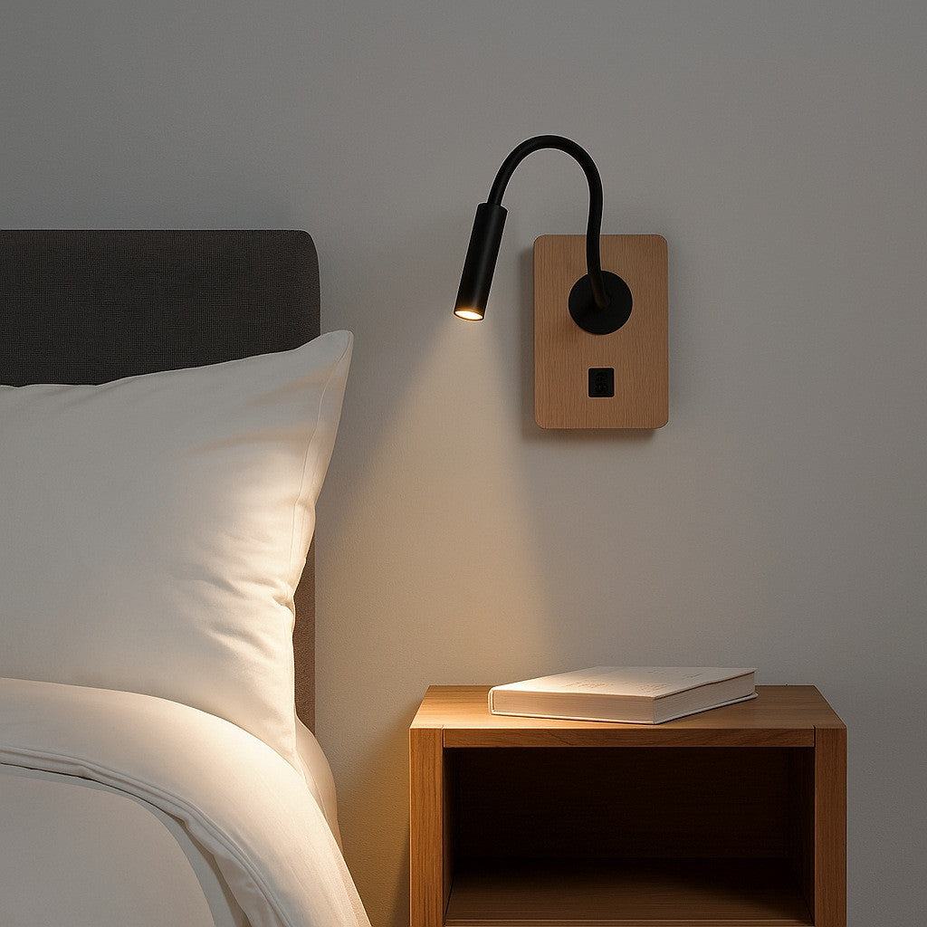 Aplique de pared flexible para lectura "LONDON" - Chip CREE - 3W - USB+USBC (1)