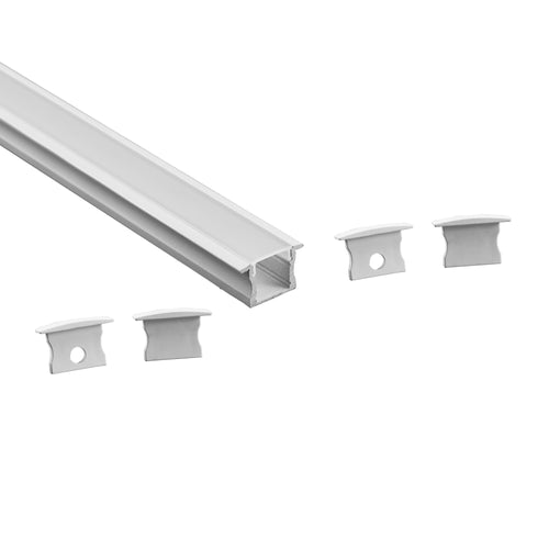 Recessed LED strip profile with diffuser - Complete kit - 12.2x13mm - LED strip ≤10mm - 2 meters