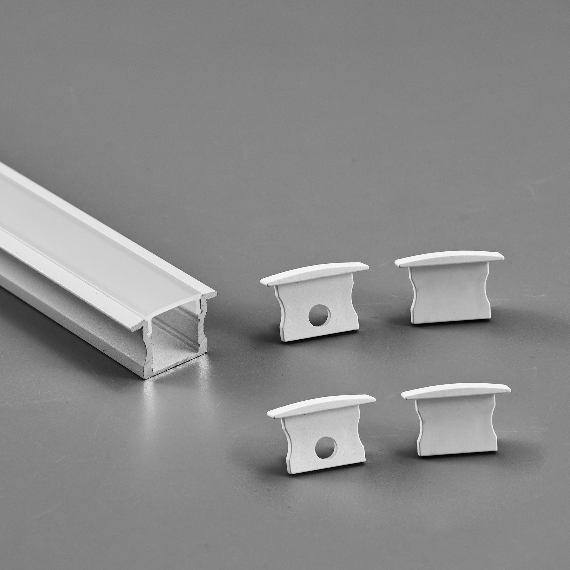 Perfil tira LED empotrable con difusor - Kit completo - 12,2x13mm - Tira LED ≤10mm - 2 metros (1)