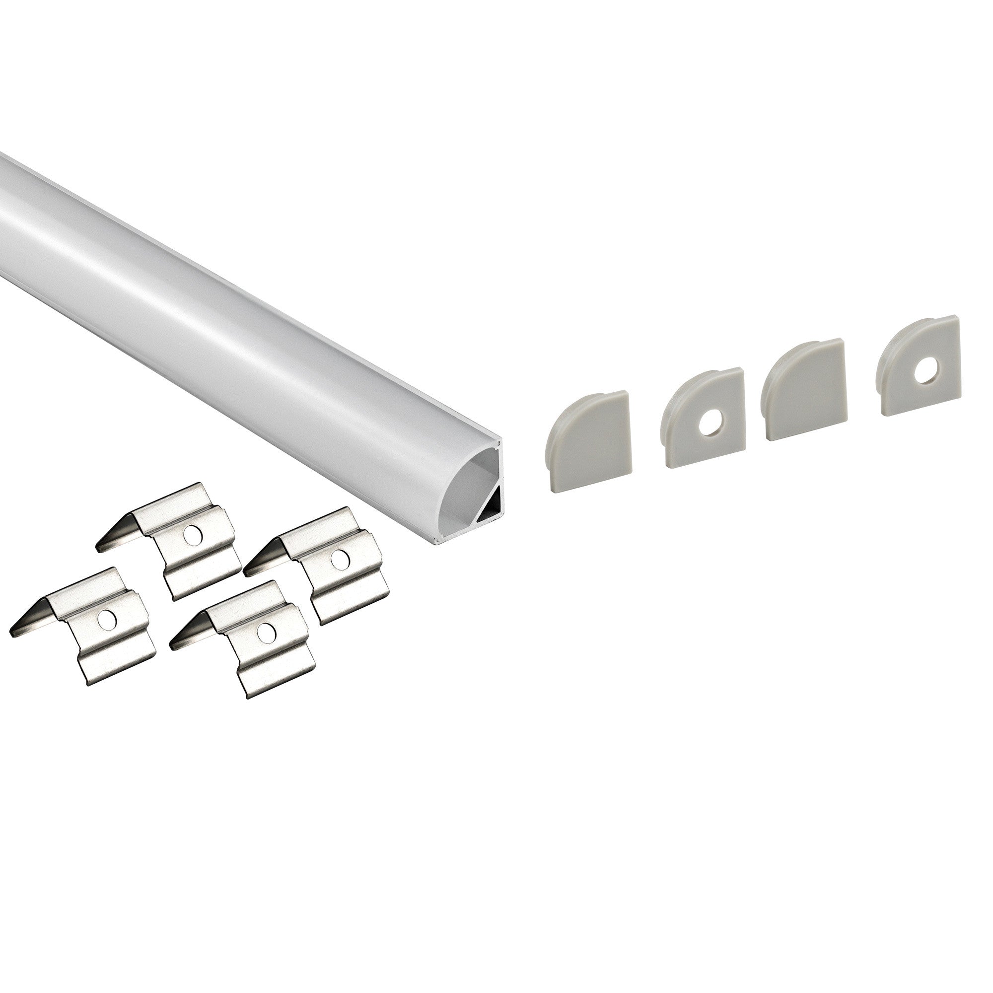 Perfil tira LED para esquinas con difusor - Kit completo - 16x16mm - Tira LED ≤10 mm - 2 metros (1)