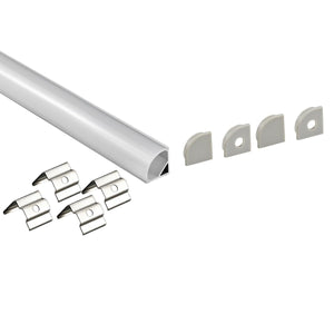 Perfil tira LED para esquinas con difusor - Kit completo - 16x16mm - Tira LED ≤10 mm - 2 metros - Barcelona Led-