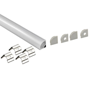 Perfil tira LED para esquinas con difusor - Kit completo - 16x16mm - Tira LED ≤10 mm - 2 metros (1)