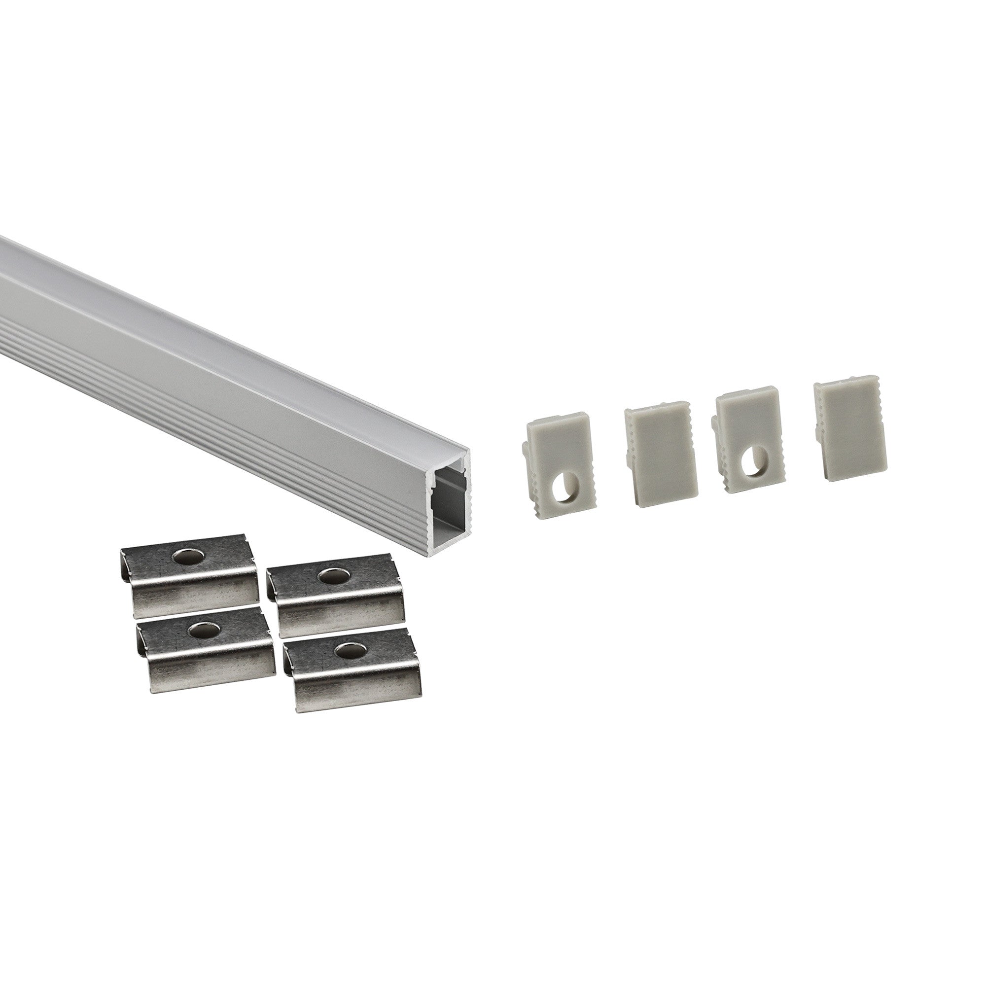 Perfil tira LED de superficie con difusor - Kit completo - 12x8mm - Tira LED ≤5mm - 2 metros