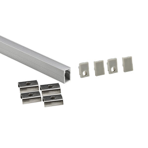 Perfil tira LED de superficie con difusor - Kit completo - 12x8mm - Tira LED ≤5mm - 2 metros