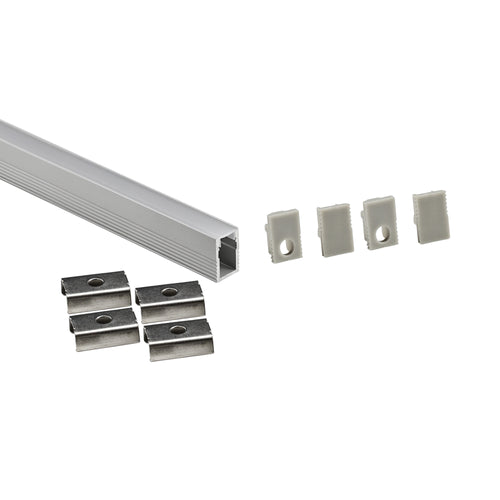 Surface-mounted LED strip profile with diffuser - Complete kit - 12x8mm - LED strip ≤5mm - 2 meters