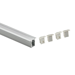 Perfil tira LED empotrable con difusor - Kit completo - 12x8mm - Tira LED ≤5mm - 2 metros
