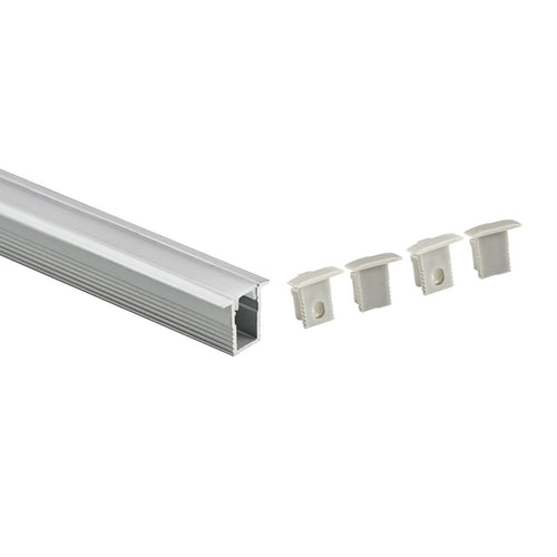 Recessed LED strip profile with diffuser - Complete kit - 12x8mm - LED strip ≤5mm - 2 meters