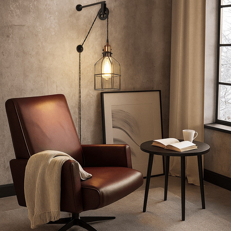 Lámpara colgante de jaula "Clockwell" - Con enchufe e interruptor - E27 (1)