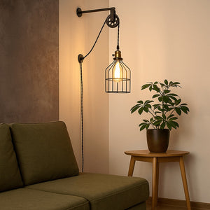 Lámpara colgante de jaula "Clockwell" - Con enchufe e interruptor - E27 (11)