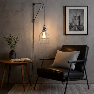 Lámpara colgante de jaula "Clockwell" - Con enchufe e interruptor - E27 (14)