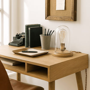 Lámpara de vidrio y madera para mesa "TULE" (9)